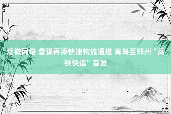 泛微网络 鲁豫再添快速物流通道 青岛至郑州“高铁快运”首发