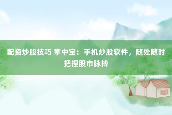 配资炒股技巧 掌中宝：手机炒股软件，随处随时把捏股市脉搏