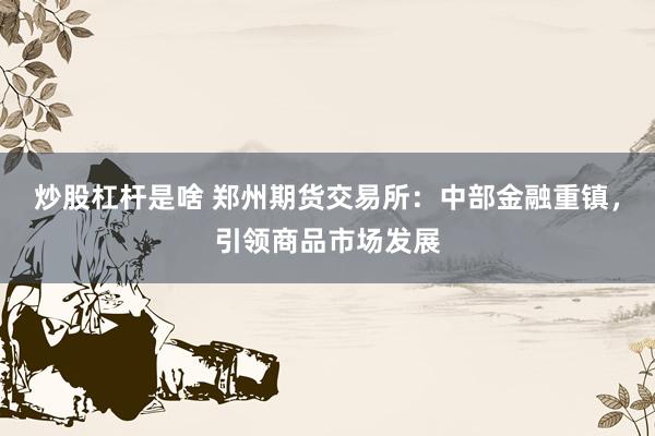 炒股杠杆是啥 郑州期货交易所：中部金融重镇，引领商品市场发展